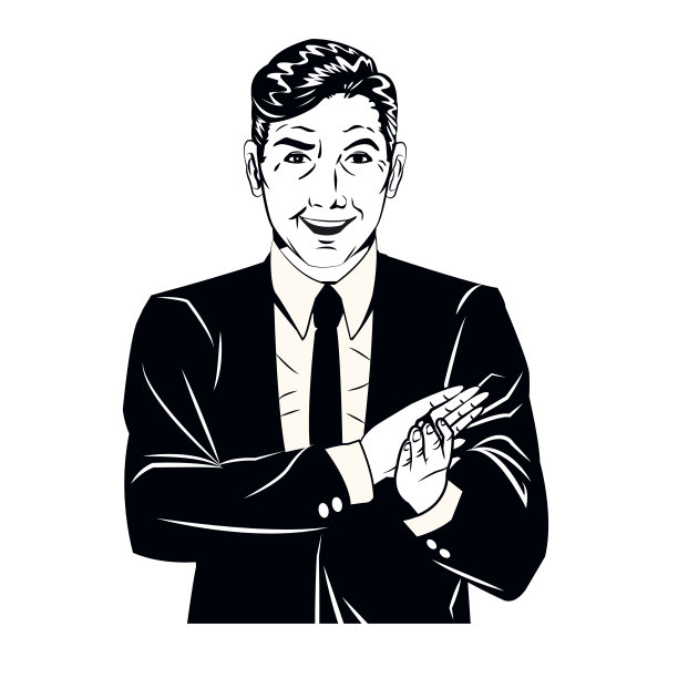 曼为喜剧风格的黑白鼓掌图片下载