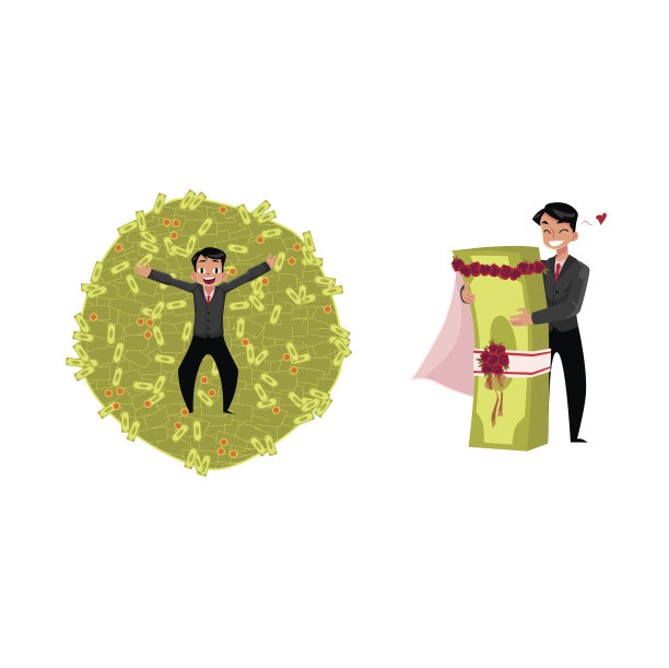 矢量上班族躺在钱堆上图片下载