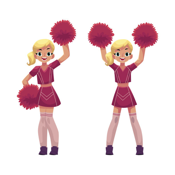 矢量微笑拉拉队长跳舞与pompoms图片下载