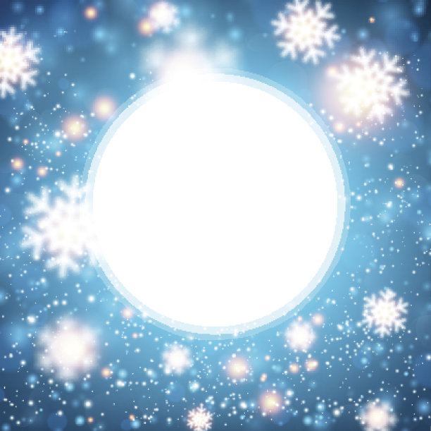 蓝色的冬天背景与雪花。图片下载