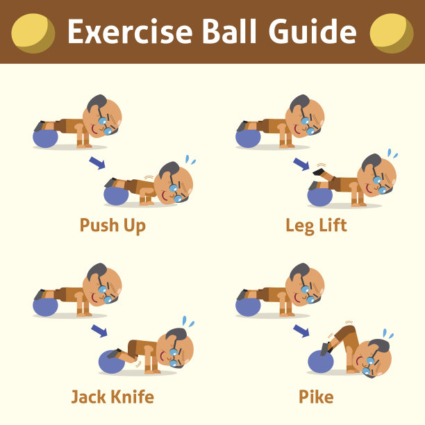 卡通的一套老人做运动球步健康和健身图片下载