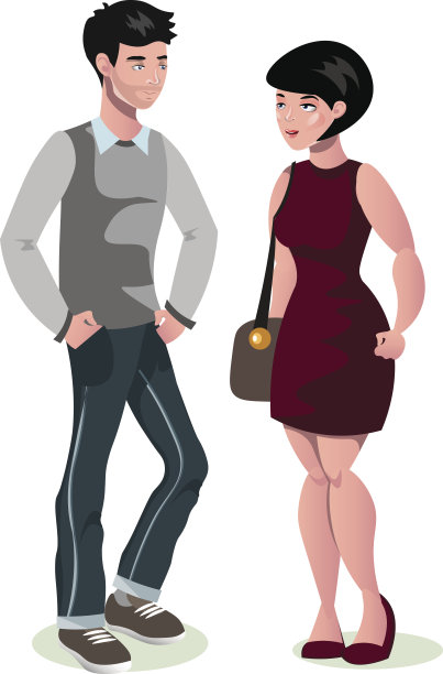 年轻的卡通情侣在相爱图片下载