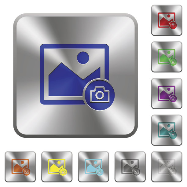 抓拍图像圆角的方形钢按钮图片下载