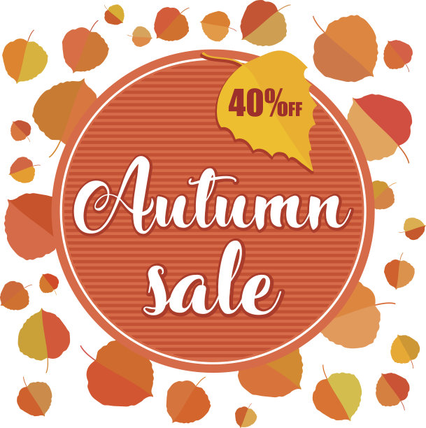 秋季销售横幅与秋天的叶子在白色的背景。图片下载