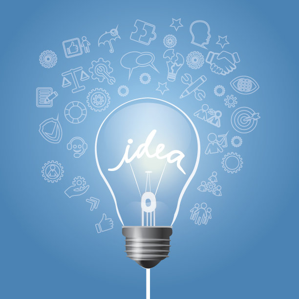 灯泡作为理念符号。矢量图图片下载