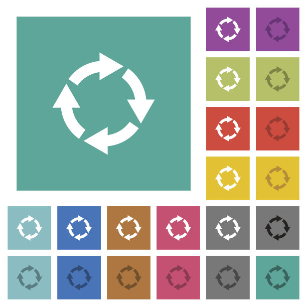 向右旋转多色方形图标图片下载