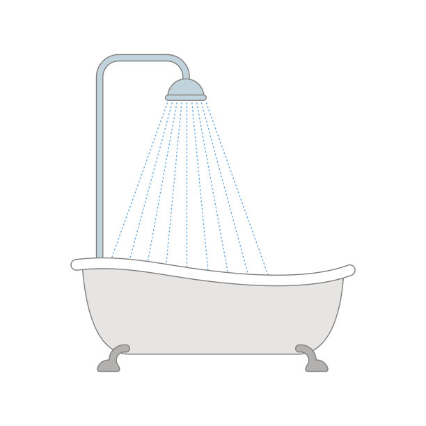 浴缸和淋浴。浴室配件。矢量图图片下载