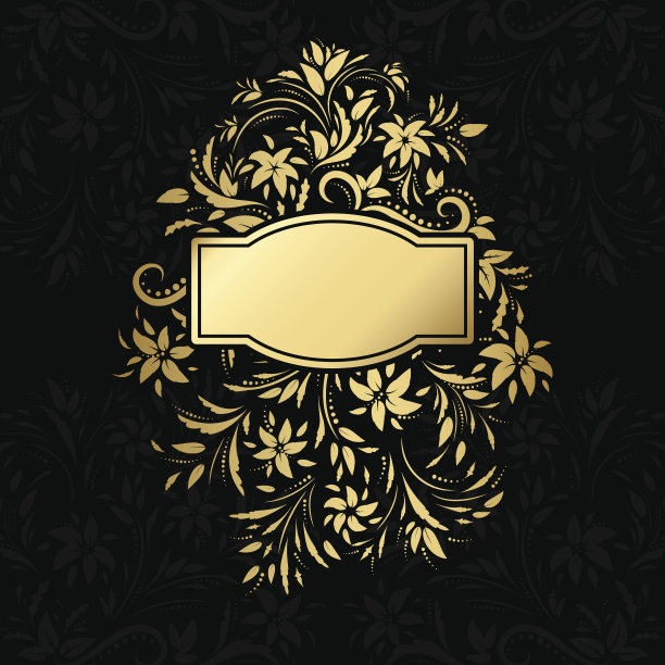 复古框架与花卉设计元素。图片下载