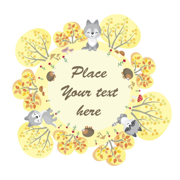 秋天的森林和动物素材图片