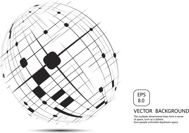 线构成点的球面科技背景、矢量背景图片下载