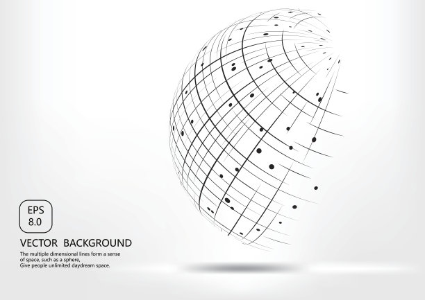 线构成点的球面科技背景、矢量背景图片下载