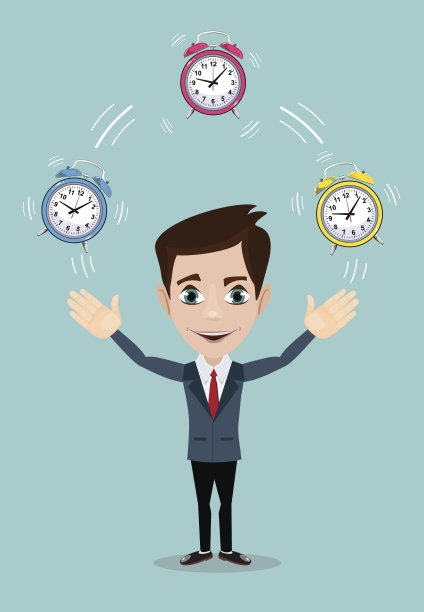 男人摆弄闹钟，象征着时间管理图片下载