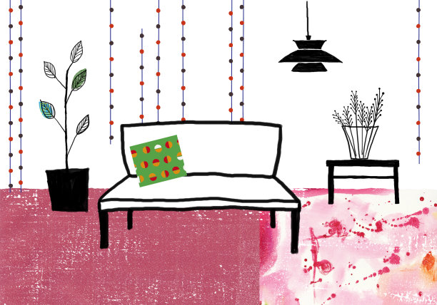 粉红色的客厅图片下载