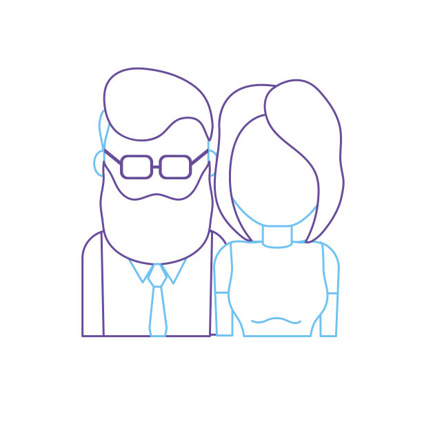 剪影漂亮的夫妇与发型设计图片下载