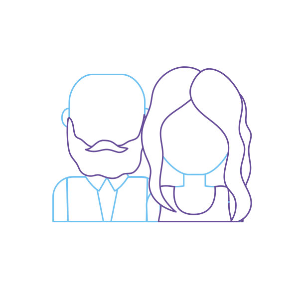 剪影漂亮的夫妇与发型设计图片下载