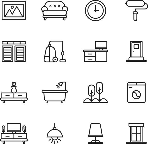 家具和家居装饰图标集图片下载