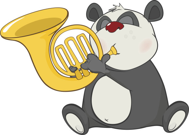 插图可爱的熊猫号手卡通人物图片下载