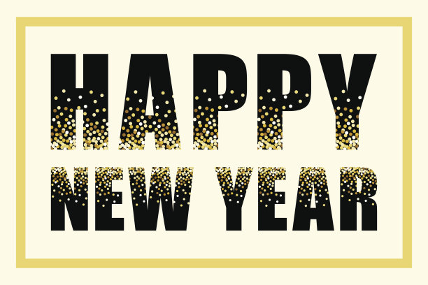 节日豪华横幅新年快乐与魅力金色闪闪的五彩纸屑图片下载