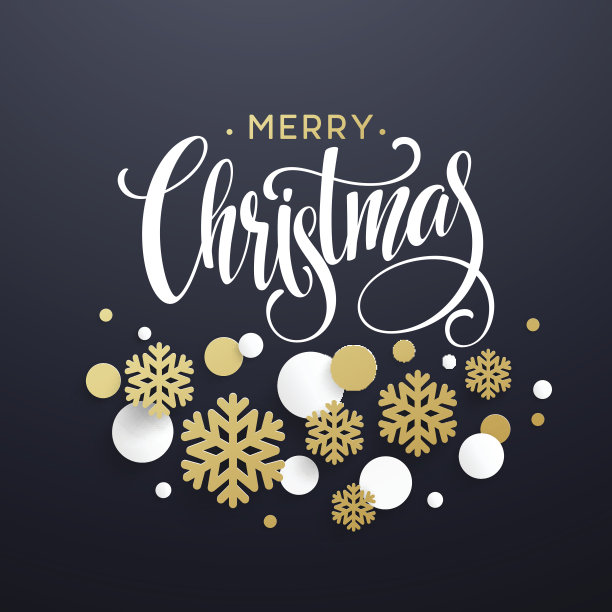 圣诞的背景用金色和白色的纸雪花在黑色。明信片，小册子，传单，海报的模板。矢量插图EPS1素材图片