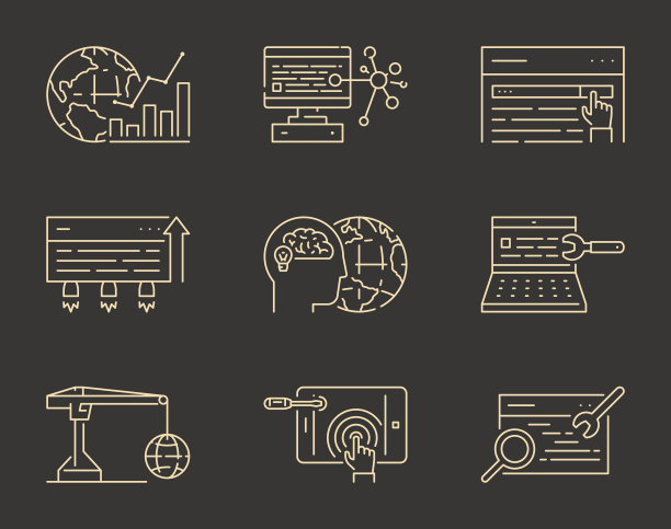 一组线性图标的seo图片下载