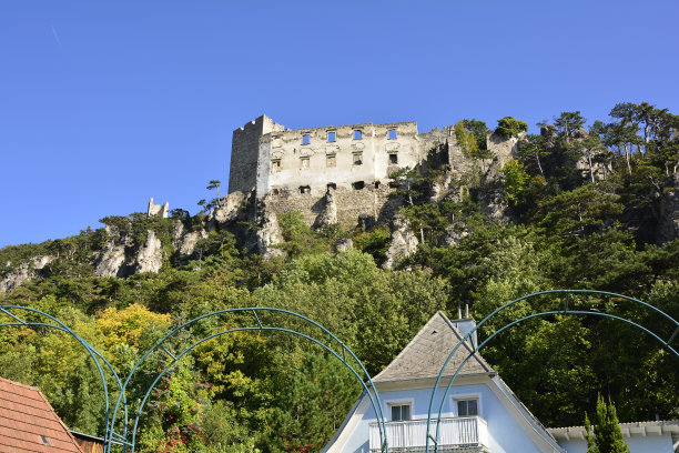 蓝天下的建筑低角度视图图片下载