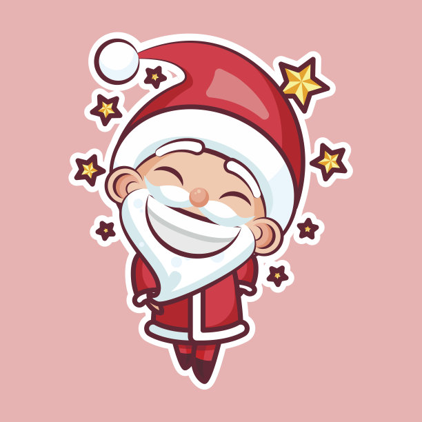 表情包表情符号，情感行走，闲逛，星星，日期矢量插图幸福人物甜蜜，可爱的圣诞老人，霜父亲粉红色背景新年快乐和圣诞快乐图片下载