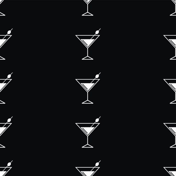 鸡尾酒向量。黑色和白色图片下载