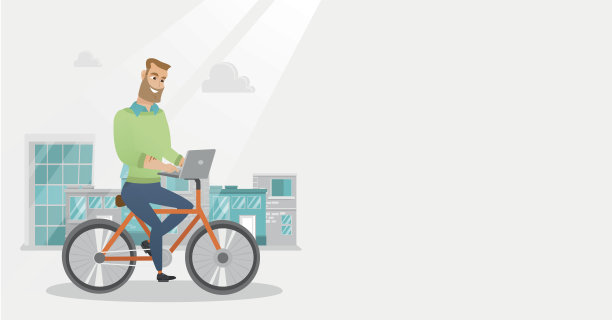 带着笔记本电脑骑自行车的商人图片下载