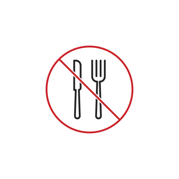 白色背景上没有餐具标志图片下载