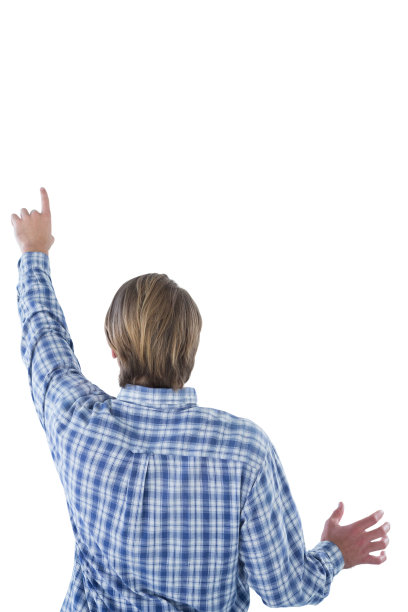 商人使用虚拟界面的后视图图片下载