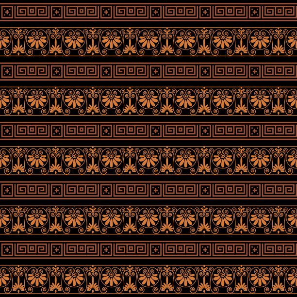 色彩鲜艳鲜艳的民族无缝条纹图案背景在橙色和黑色的颜色图片下载
