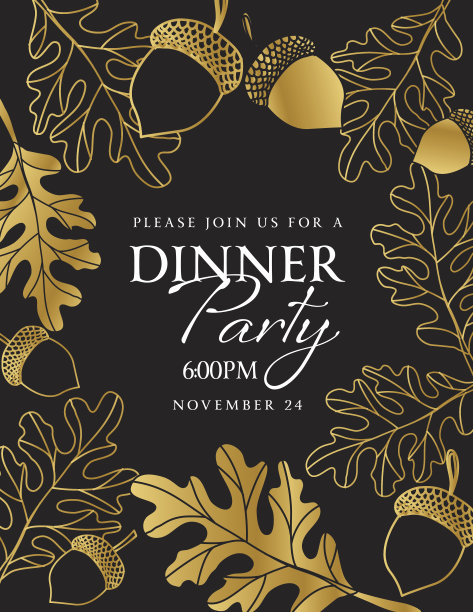 手绘叶背景在黑色和金色图片下载