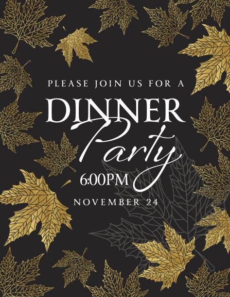 手绘叶背景在黑色和金色图片下载