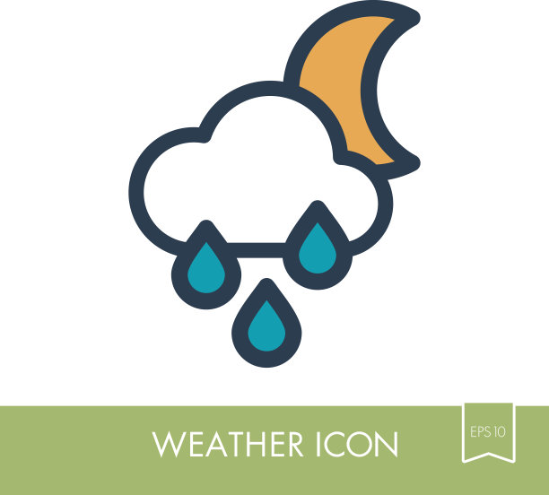雨云月亮图标。气象学。天气图片下载