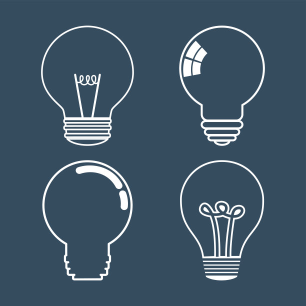 概念设计。灯泡图标。平面插图，矢量图片下载