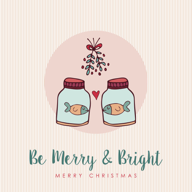 圣诞搞笑鱼在爱卡通贺卡图片下载