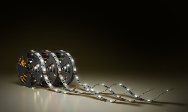 二极管带Led灯胶带在holder近距离3d渲染上的白色图片下载