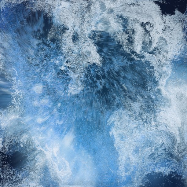 抽象的液体蓝色背景。图案与抽象冻结和黑色波浪。大理石。手工制作的表面。液体涂料。Acrillic墙纸。矿物霜质地。素材图片