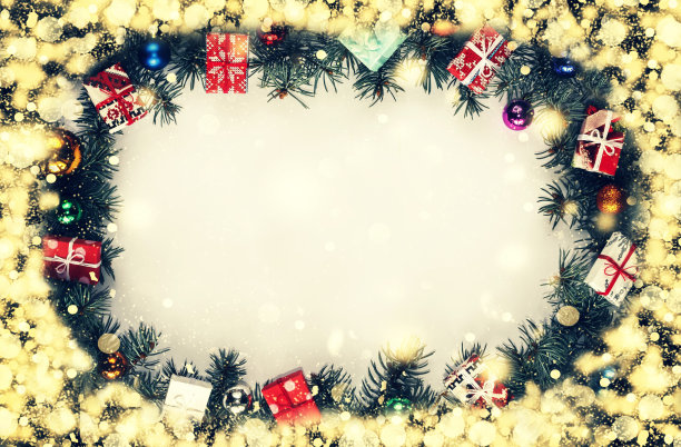 框架。健美的形象。圣诞装饰背景图片下载