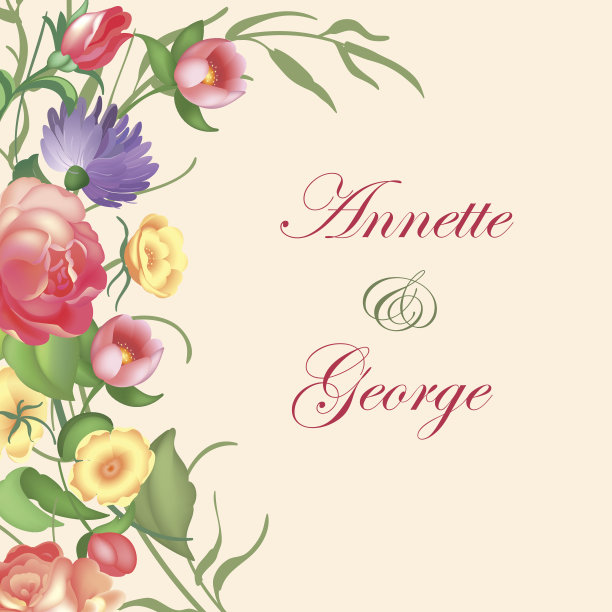 矢量插图的复古框架上的花卉背景的邀请和生日贺卡。图片下载