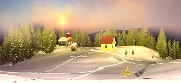 荒山中的孤独教堂。图片下载