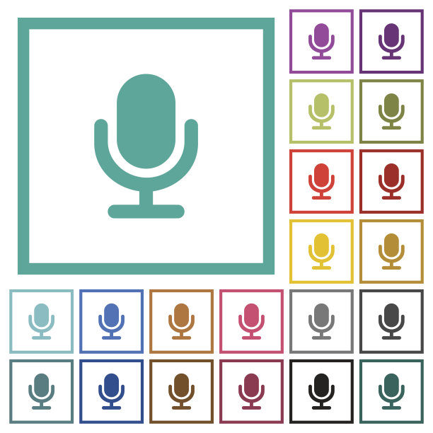 单麦克风平面颜色图标象限框架图片下载