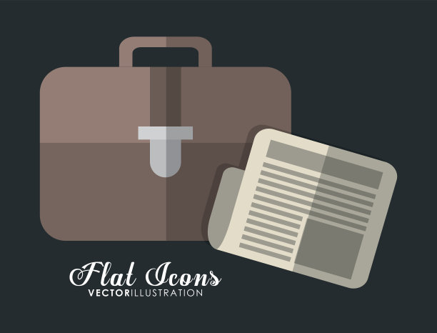 手提箱和文件图标。办公室设计工具。向量的草地图片下载