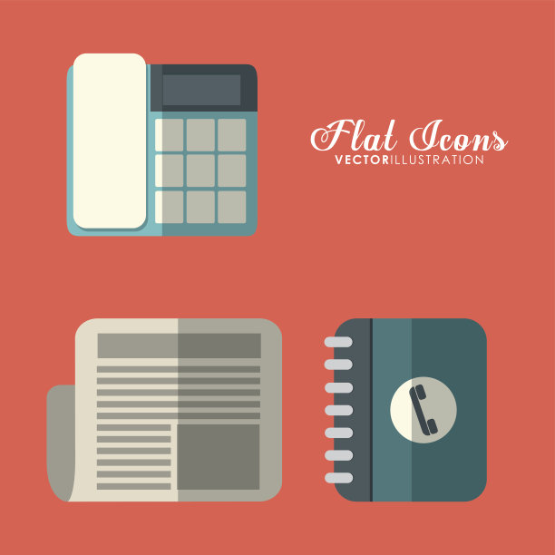 电话和议程图标。办公室设计工具。矢量图形图片下载