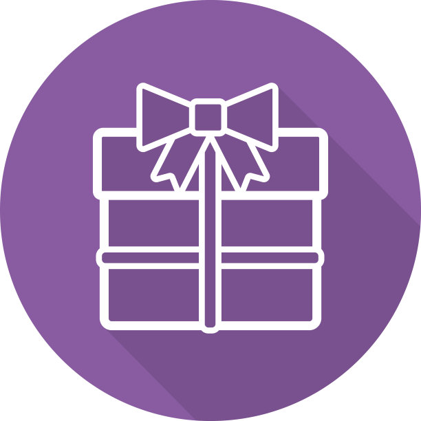 礼品盒平面线性长阴影图标素材图片