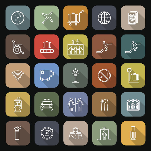 机场线平图标与长阴影图片下载