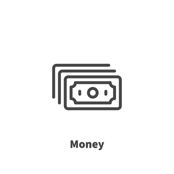 金钱图标，矢量符号在线条风格孤立的白色背景。可编辑的描边48x48像素完美。图片下载