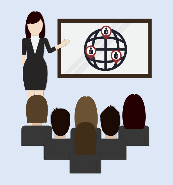 商务人士在演示图标。业务设计。向量的草地图片下载