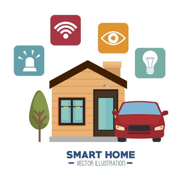 智能家居及其应用孤立图标设计图片下载