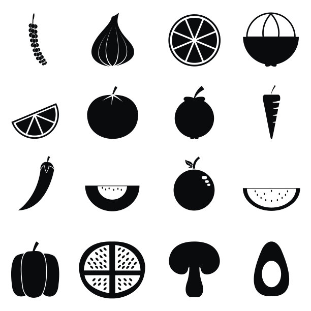 水果和蔬菜图标集图片下载